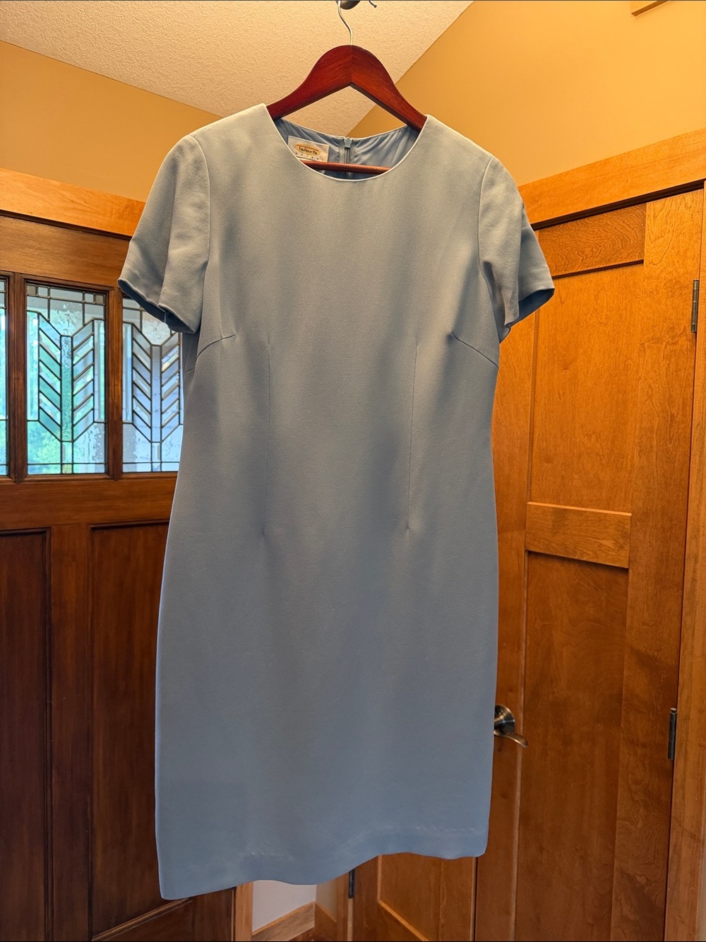 Silk Vintage Talbots Powder Blue Short Sleeve Sheath Dress with Blazer sz 6P